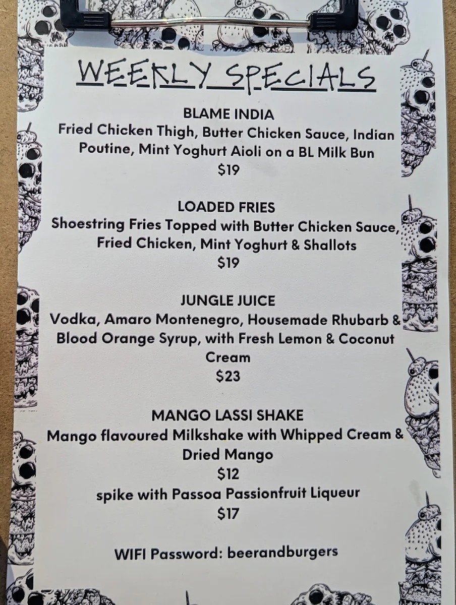 Menu, Bar Luca