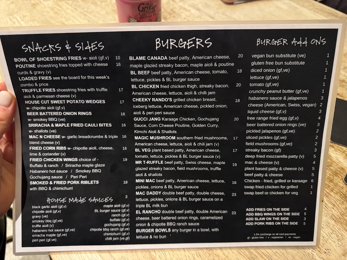 Menu, Bar Luca