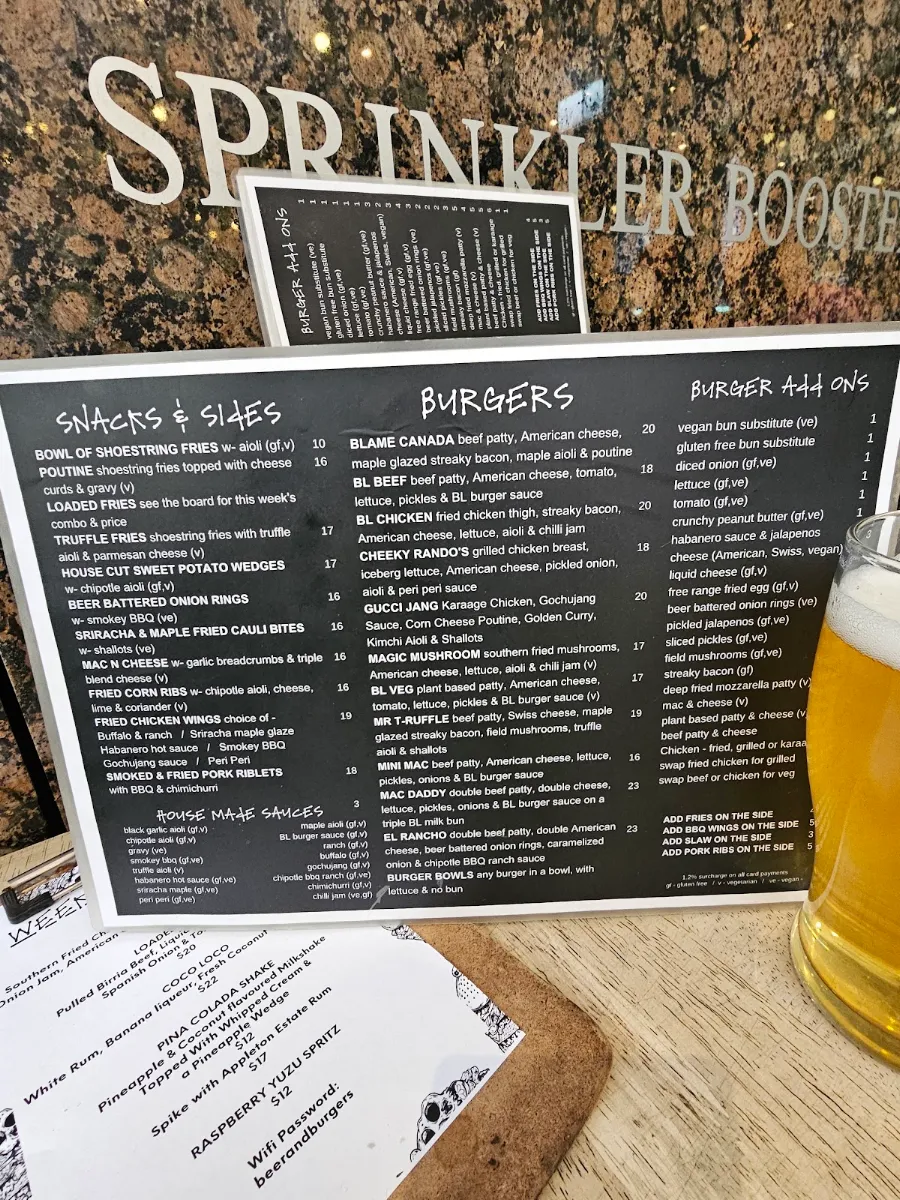 Menu, Bar Luca