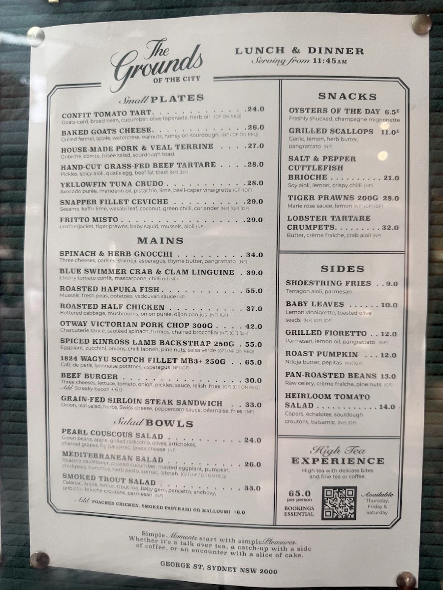 Menu, The Grounds of The City