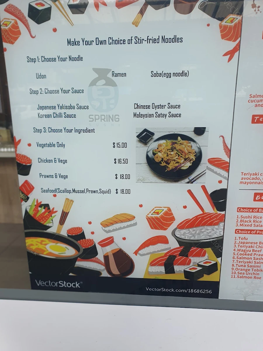 Menu, Spring Sushi
