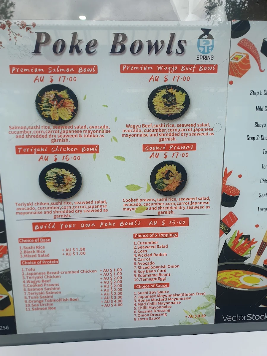 Menu, Spring Sushi