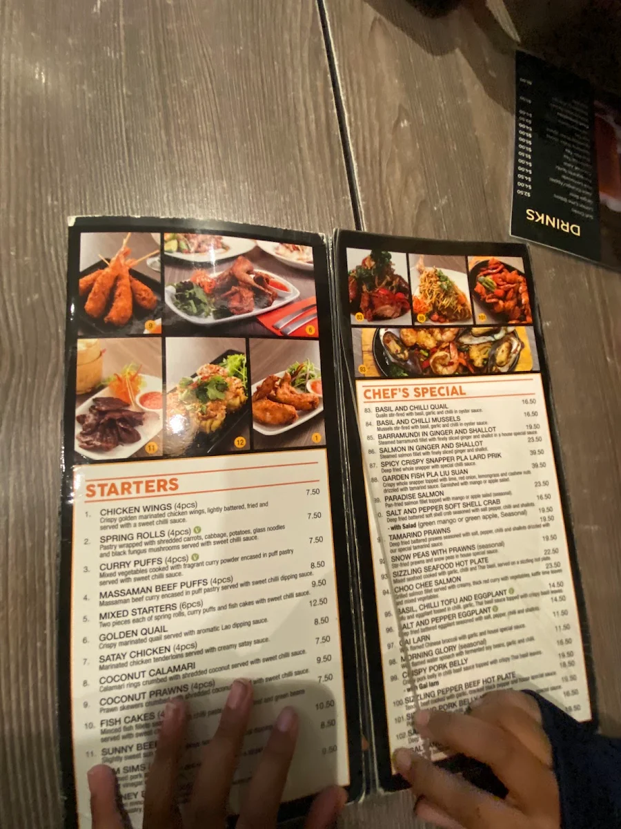 Menu, Willow Thai Restaurant