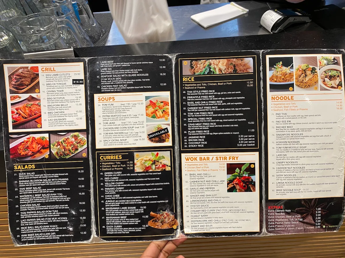 Menu, Willow Thai Restaurant
