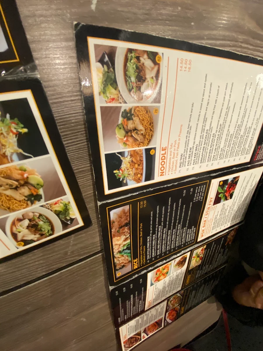 Menu, Willow Thai Restaurant
