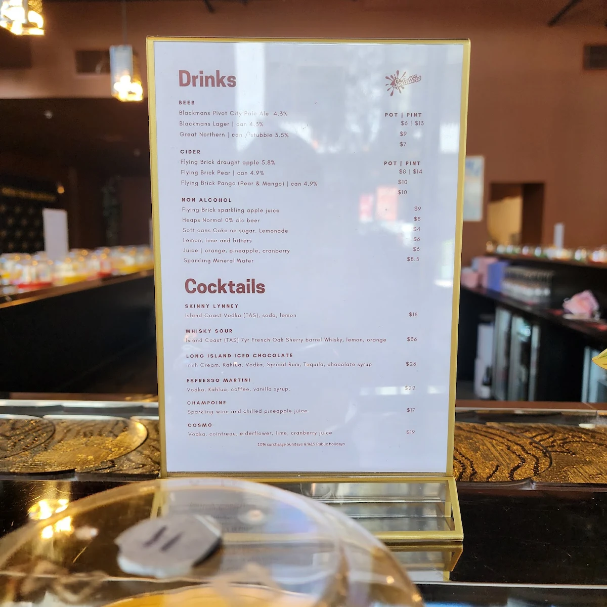 Menu, Splatters Cheese Bar West Melbourne
