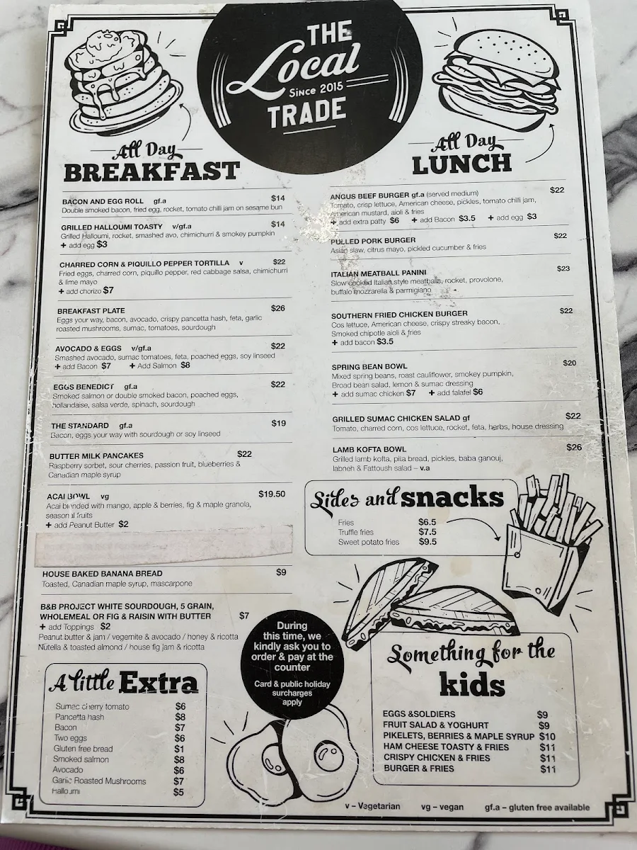 Menu, Local Hive Cafe