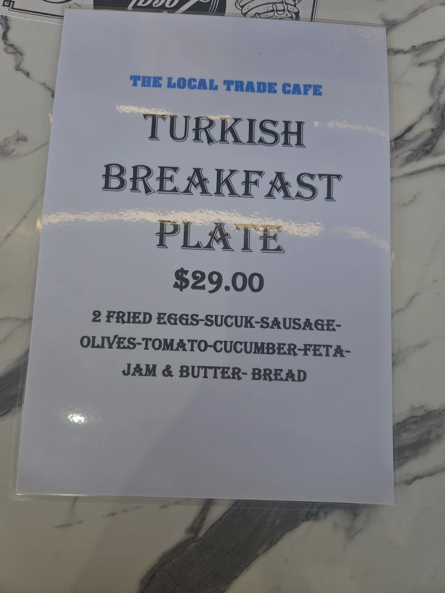 Menu, Local Hive Cafe