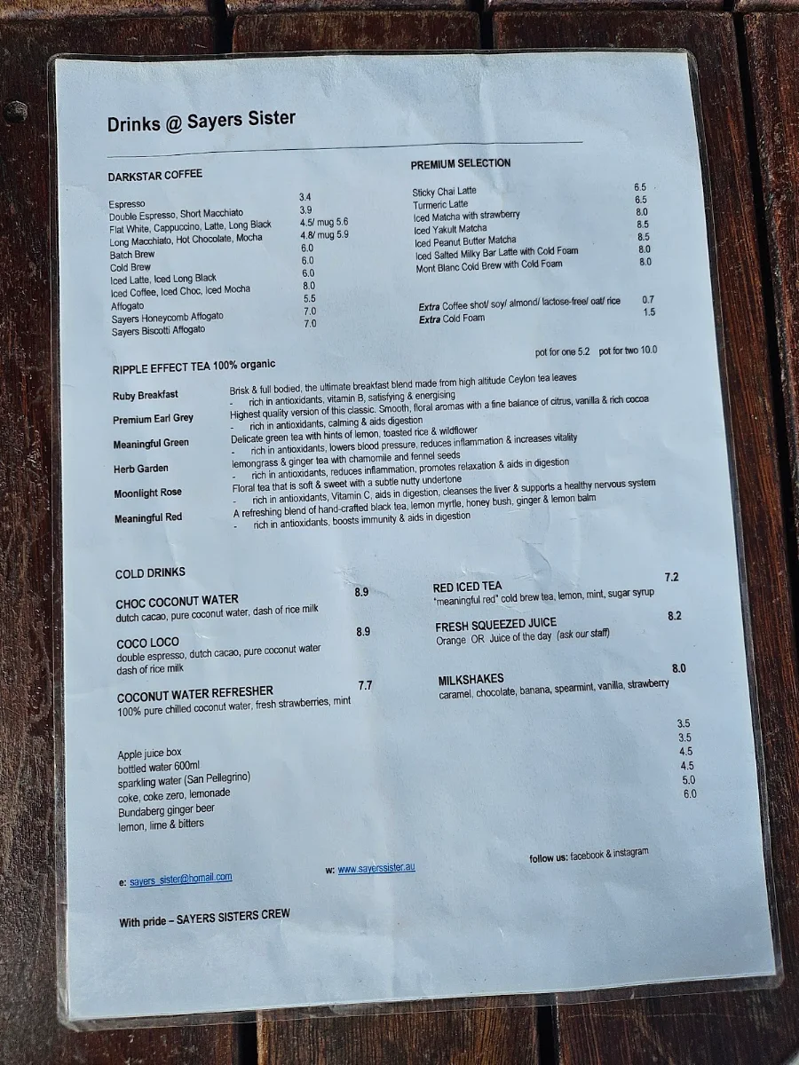 Menu, Sayers Sister