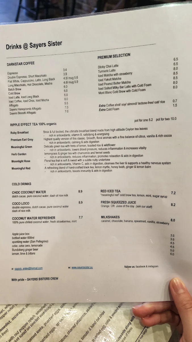 Menu, Sayers Sister