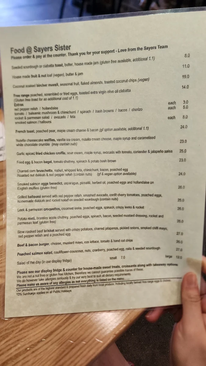 Menu, Sayers Sister