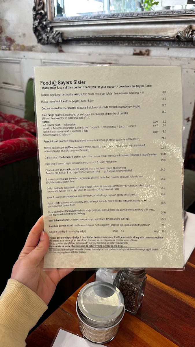 Menu, Sayers Sister