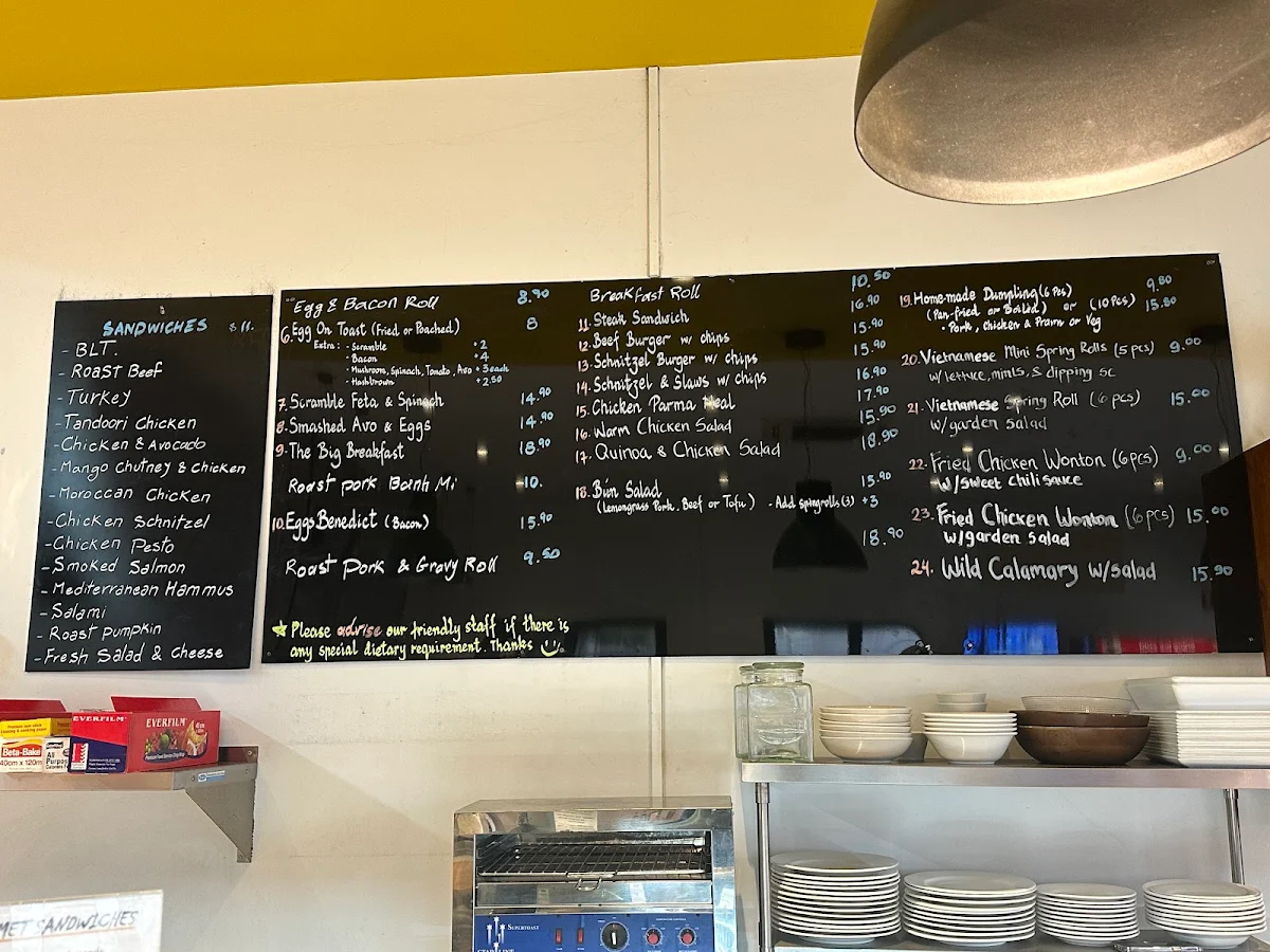 Menu, Cook Rd Café
