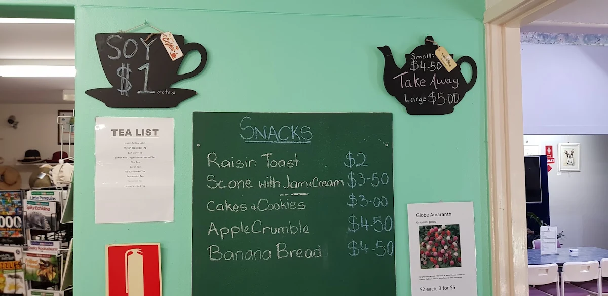 Menu, Kookaburra Cafe