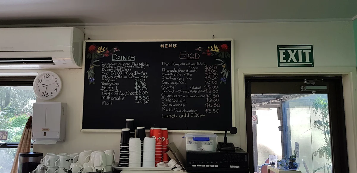 Menu, Kookaburra Cafe
