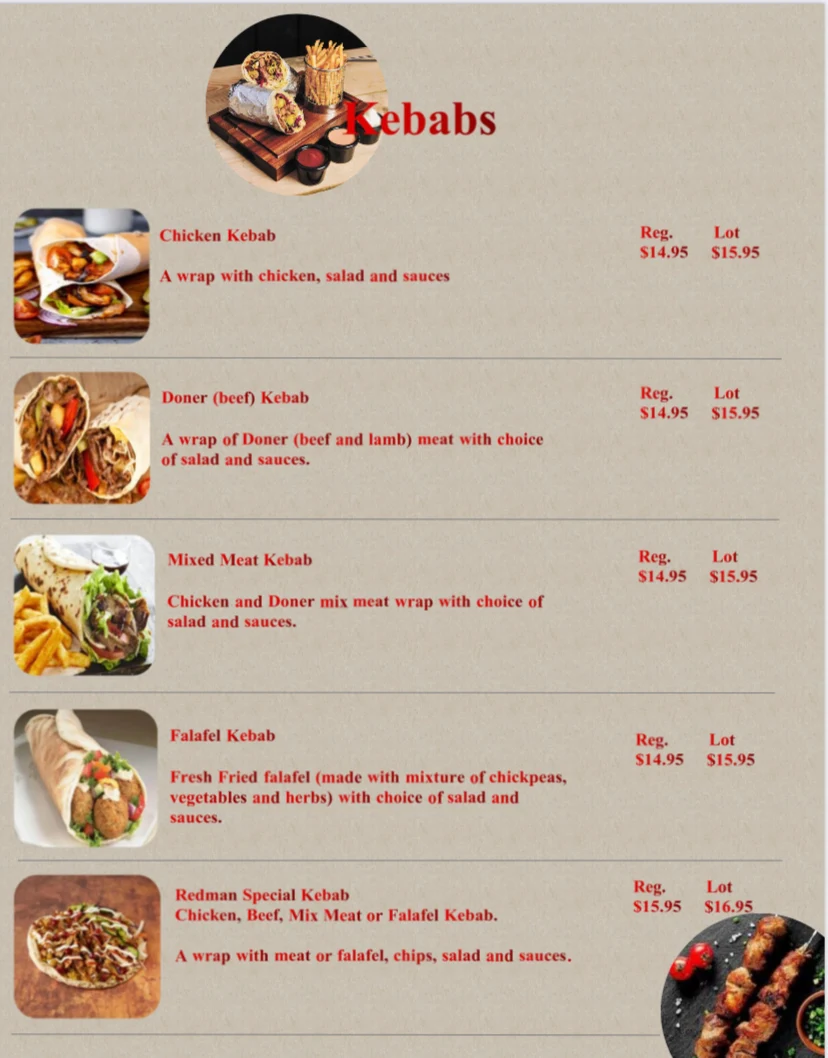 Menu, Red Mandolin Cafe