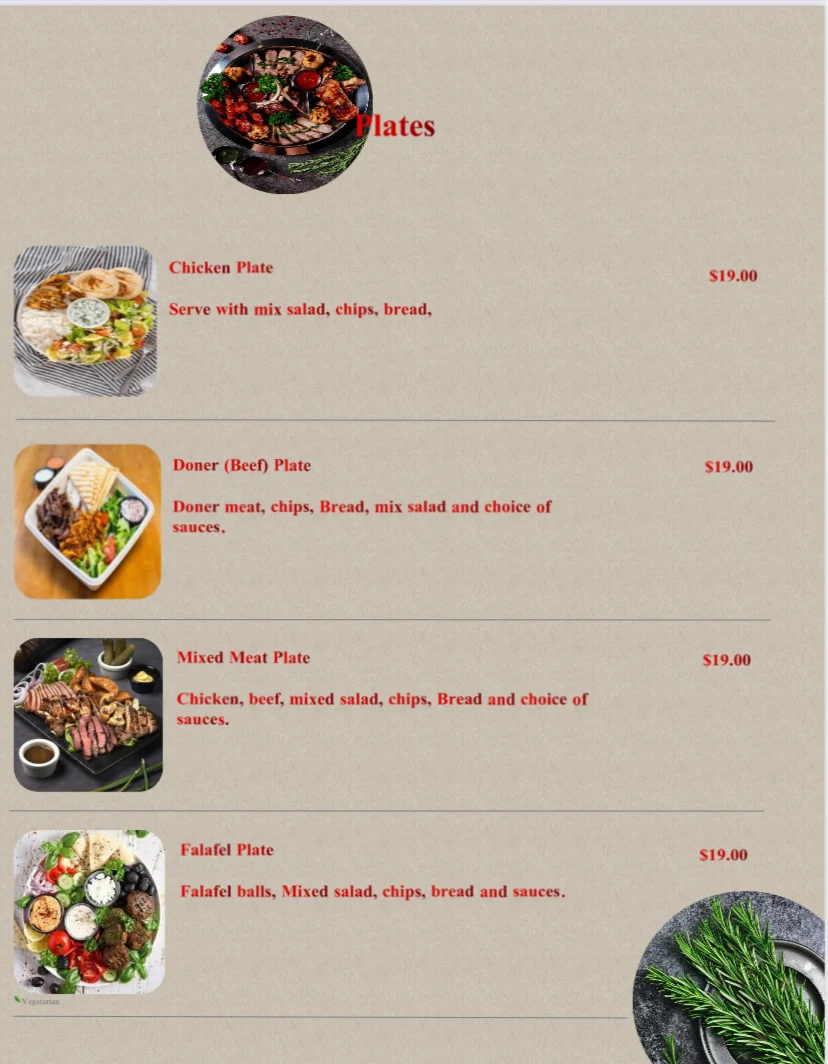 Menu, Red Mandolin Cafe