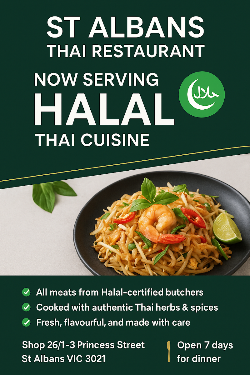 Menu, St Albans Thai Restaurant