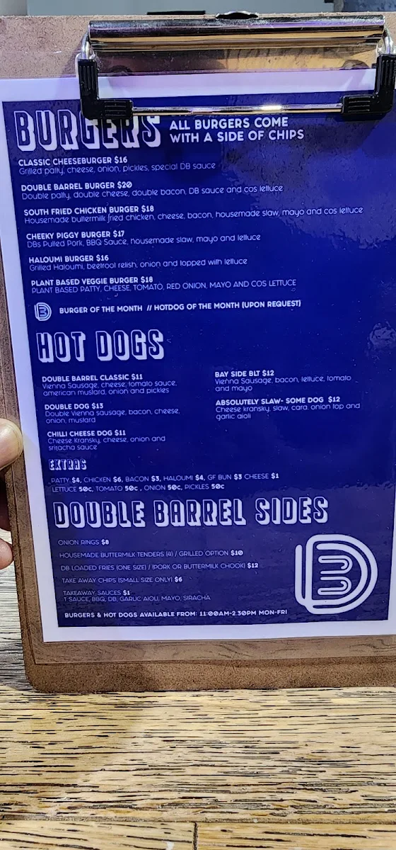 Menu, Double Barrel Espresso Bar