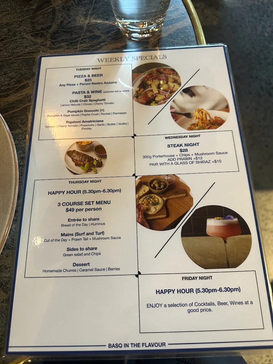 Menu, Basq - Essendon Fields