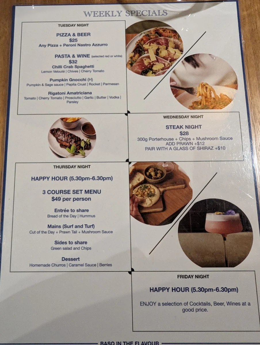 Menu, Basq - Essendon Fields