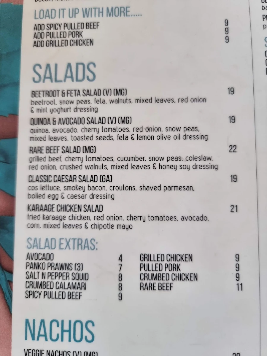 Menu, Hotel Beach House Garden City