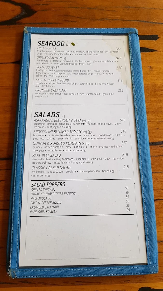 Menu, Hotel Beach House Garden City