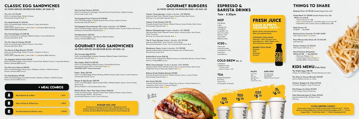Menu, Eggspot Como