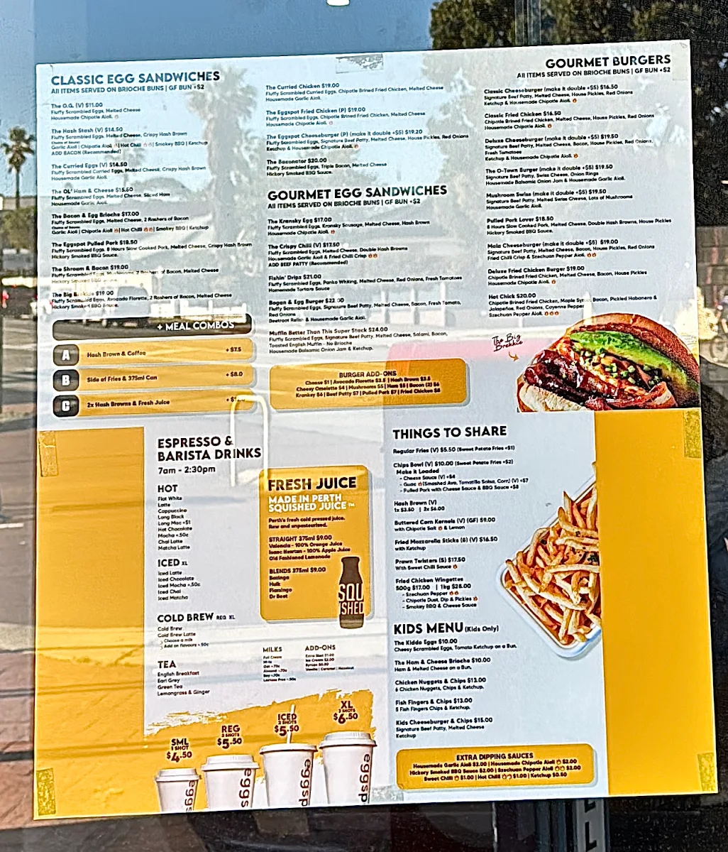 Menu, Eggspot Como