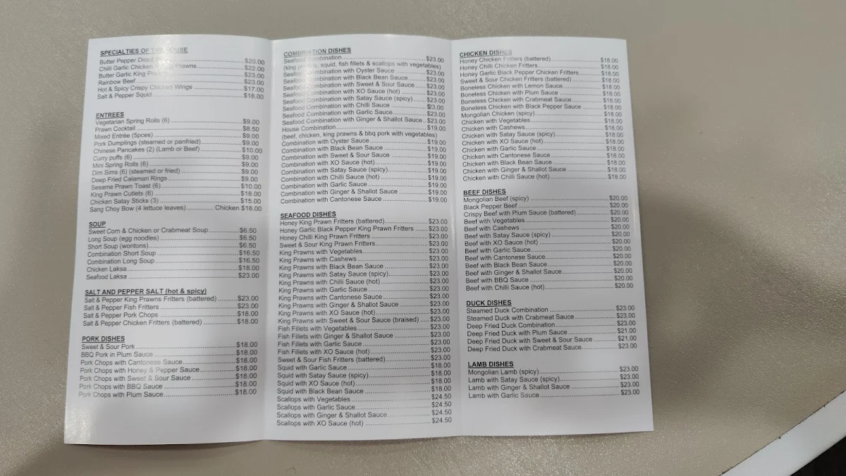 Menu, D & J's Kitchen Chinese Resturaunt