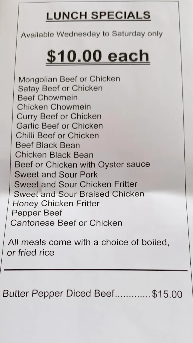 Menu, D & J's Kitchen Chinese Resturaunt