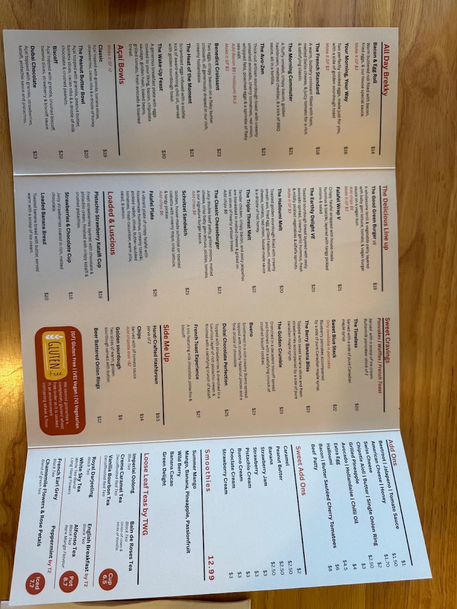 Menu, Ponga Ponga Coffee & Kitchen