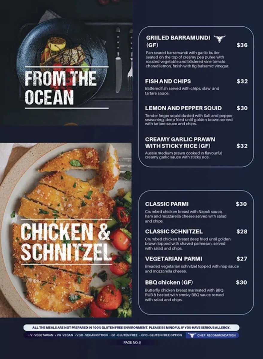 Menu, Aussie Ribs Fremantle