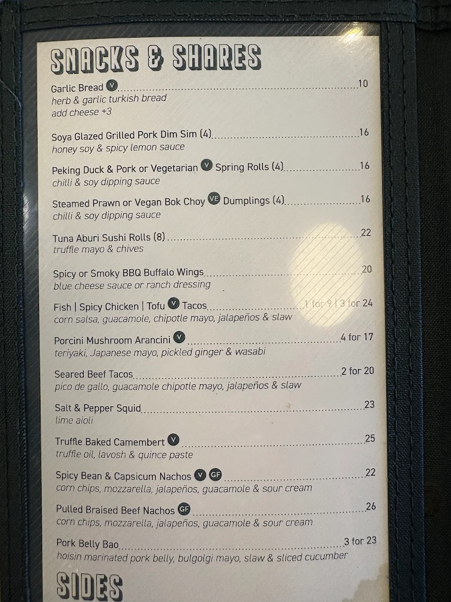 Menu, Royal Oak Hotel