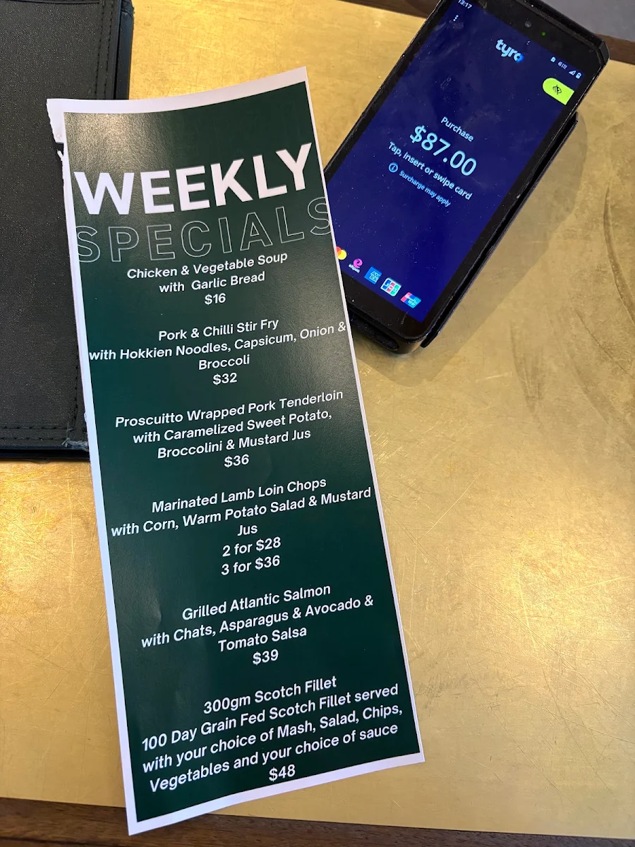 Menu, Royal Oak Hotel
