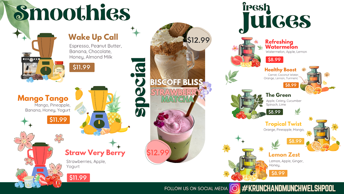 Menu, Krunch and Munch Cafe
