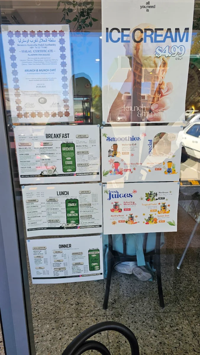 Menu, Krunch and Munch Cafe