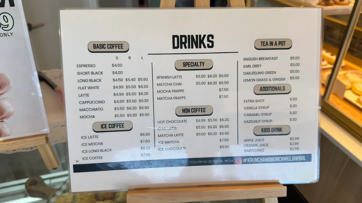 Menu, Krunch and Munch Cafe