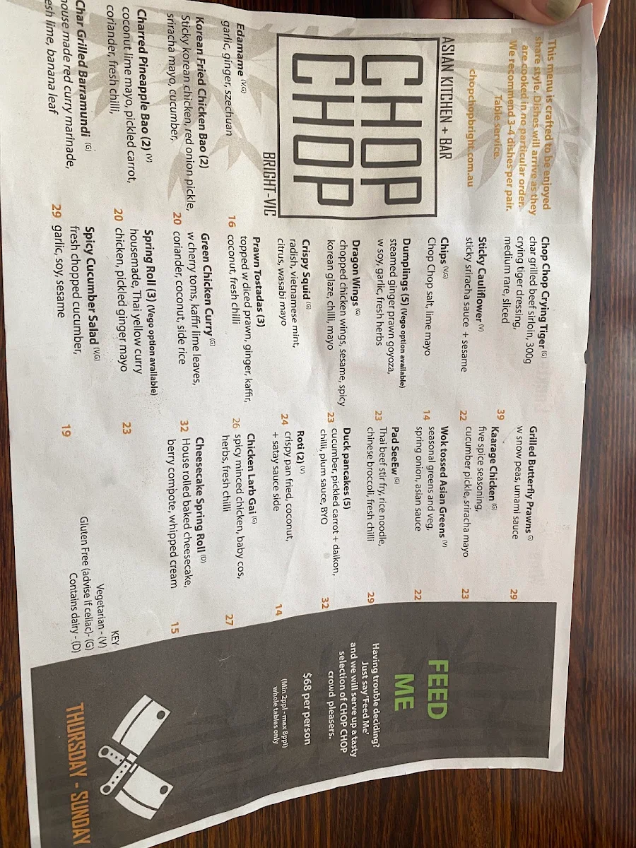 Menu, Casa Amigos Bright