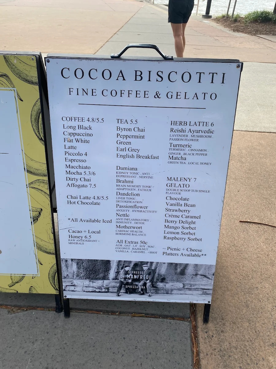 Menu, Cocoa Biscotti