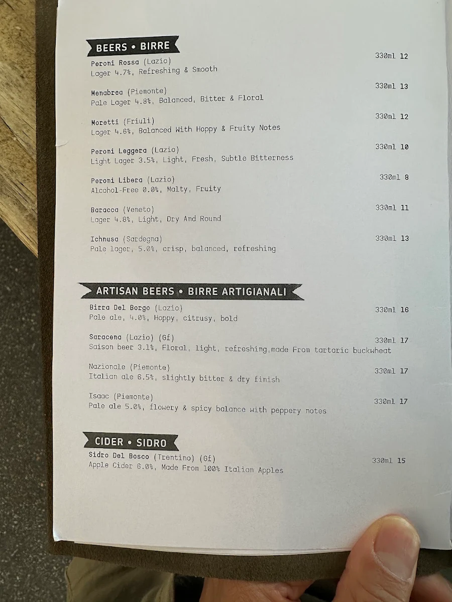 Menu, D.O.C Pizza & Mozzarella Bar - Carlton