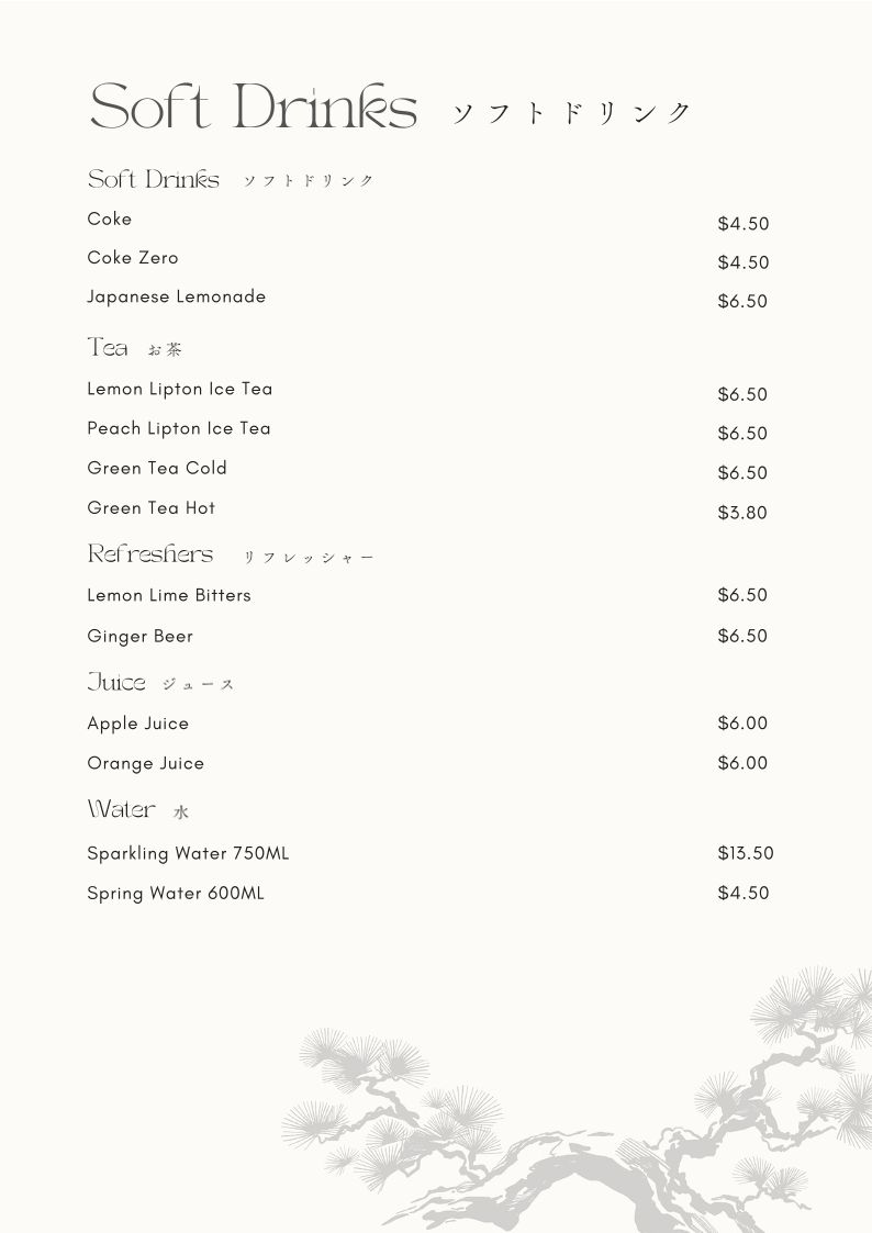 Menu, Mizu Japanese Restaurant