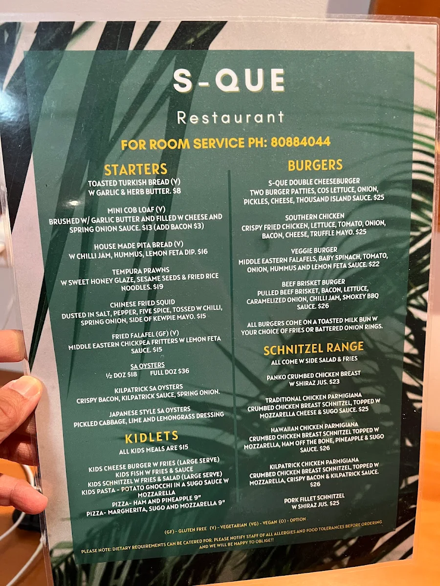 Menu, S-Que Restaurant & Takeaway