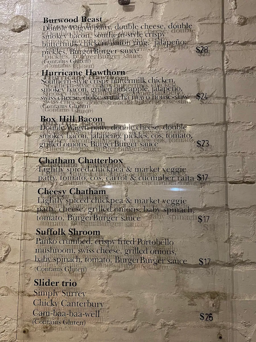 Menu, BurgerBurger