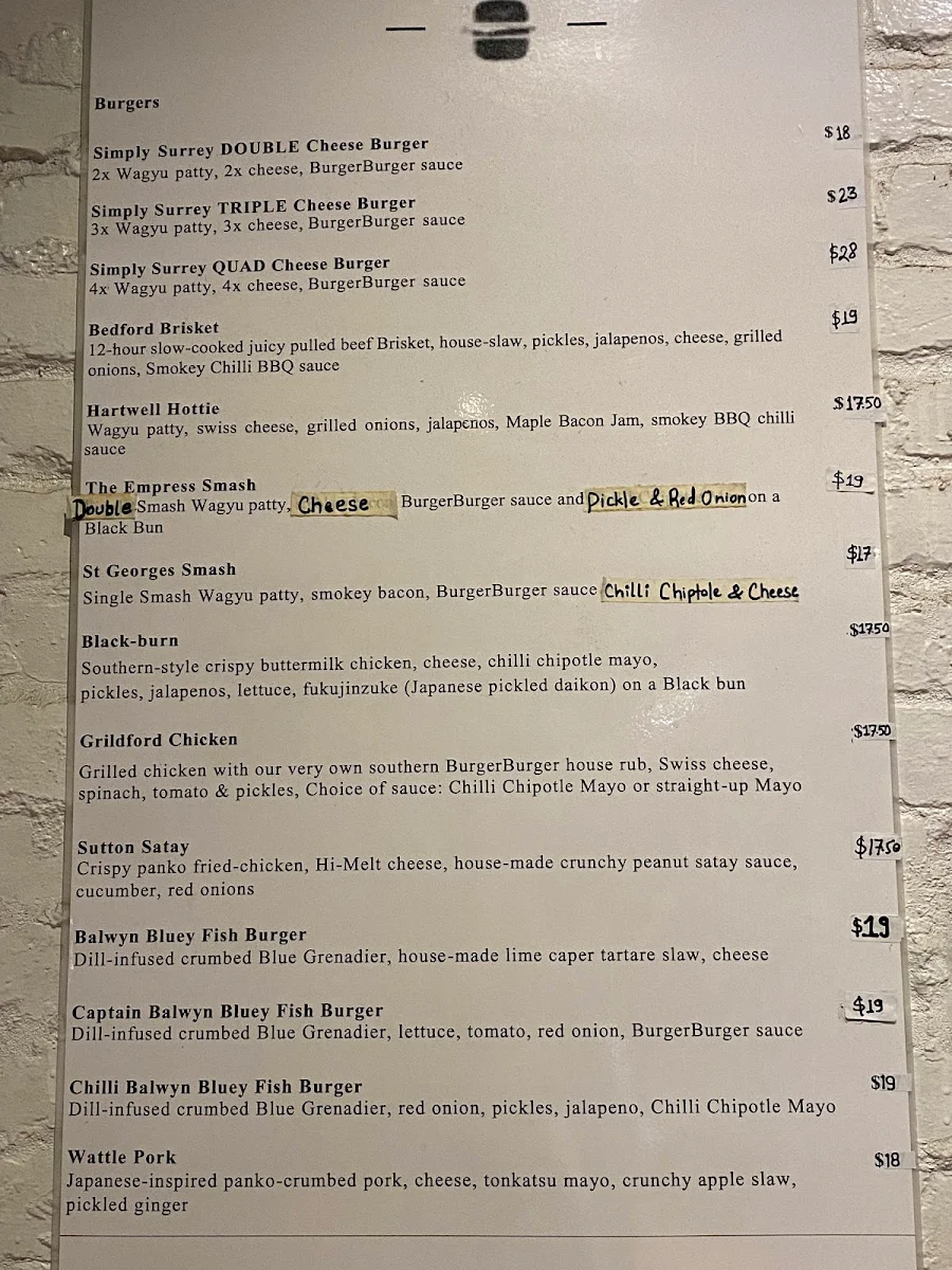 Menu, BurgerBurger