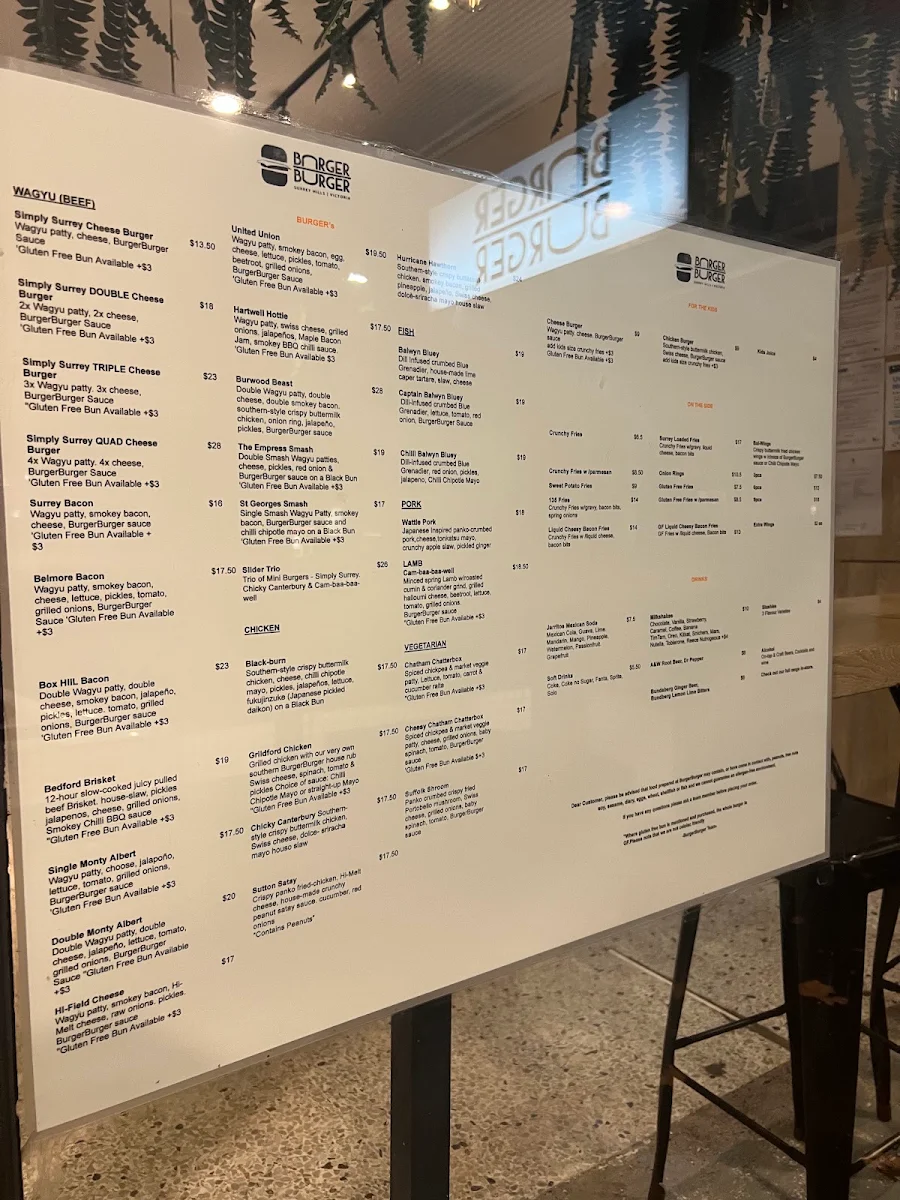 Menu, BurgerBurger