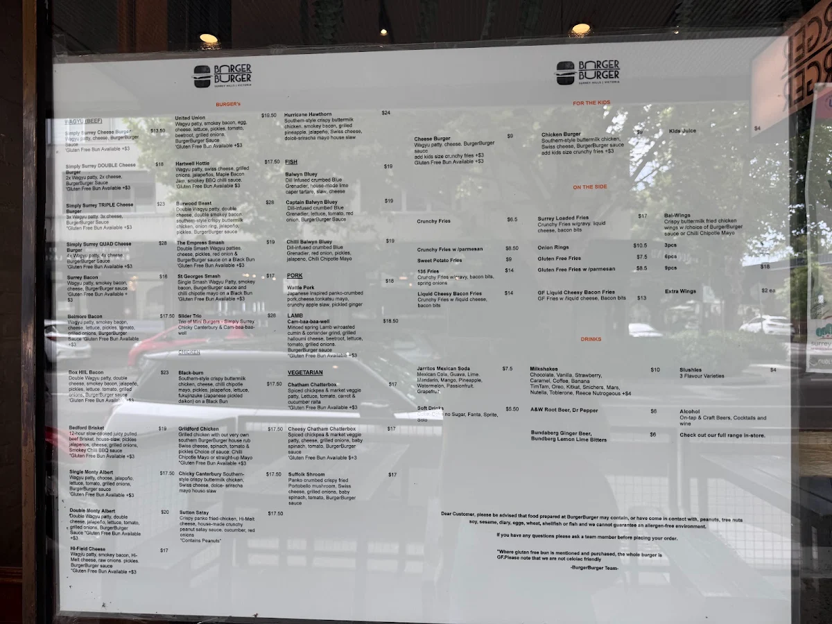Menu, BurgerBurger