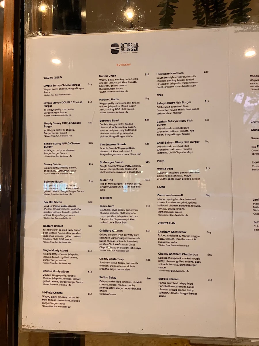 Menu, BurgerBurger