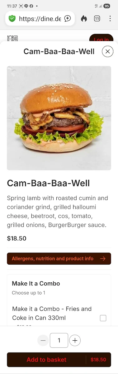 Menu, BurgerBurger