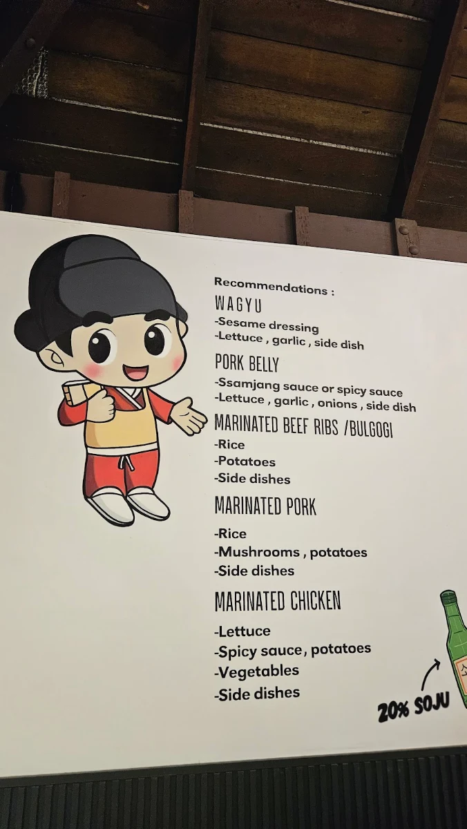 Menu, Korean BBQ Grill （d‘viet house）